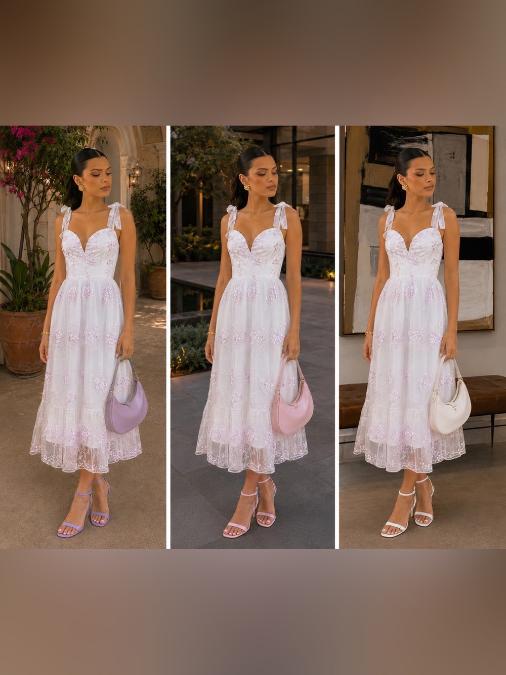 Lulus Distinctly Sweet White Floral Embroidered Tie-Strap Midi Dress - Picture 3 of 8